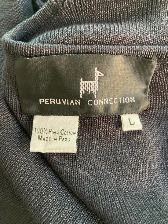 Peruvian Connection Womens Size Large Cotton Knit Dark Navy Blue Sweater - Picture 4 of 8